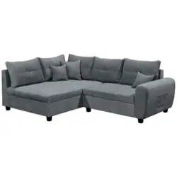Ecksofa 176/248 cm in Mikrovelours Anthrazit Zierkissen, R&uuml;ckenkissen, Schlaffunktion, R&uuml;cken echt 176/248 cm