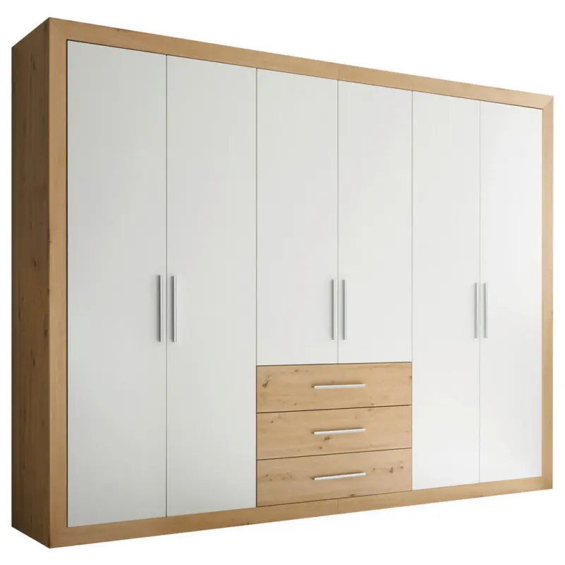 Dreht&uuml;renschrank in Wei&szlig;, Eichefarben