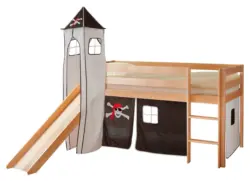 Spielbett Kasper ca. 90x200 cm Echtholz Schwarz/Wei&szlig;