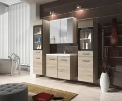 Badm&ouml;bel-Set 5-tlg. Madrit mit LED ca. 120 cm San Remo Eiche