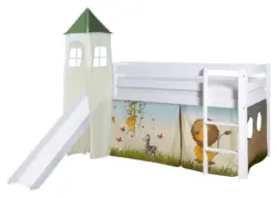 Spielbett Kasper ca. 90x200 cm Echtholz Wei&szlig; Safaridesign