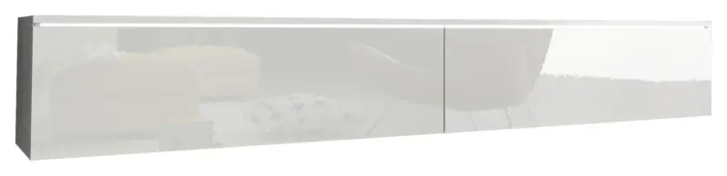 Lowboard ca. 180x30 cm mit LED Wei&szlig; Hochglanz