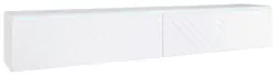 Lowboard ca. 180x30 cm mit LED Fischgr&auml;te Wei&szlig;