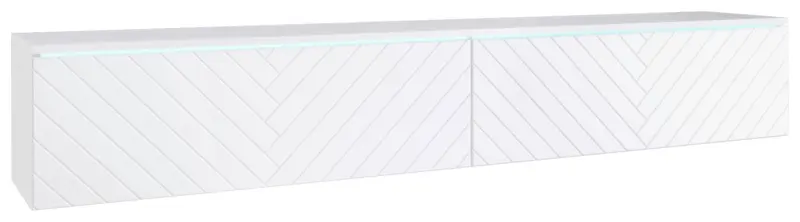 Lowboard ca. 180x30 cm mit LED Fischgr&auml;te Wei&szlig;