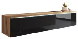 TV-Lowboard mit LED ca. 140x30 cm Eiche/Schwarz