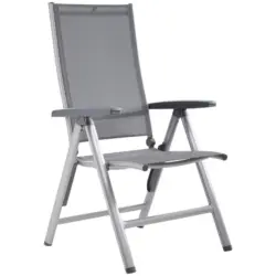 Gartenklappstuhl in Metall, Textil Anthrazit, Silberfarben