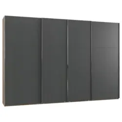 Schwebet&uuml;renschrank in Graphitfarben, Eichefarben