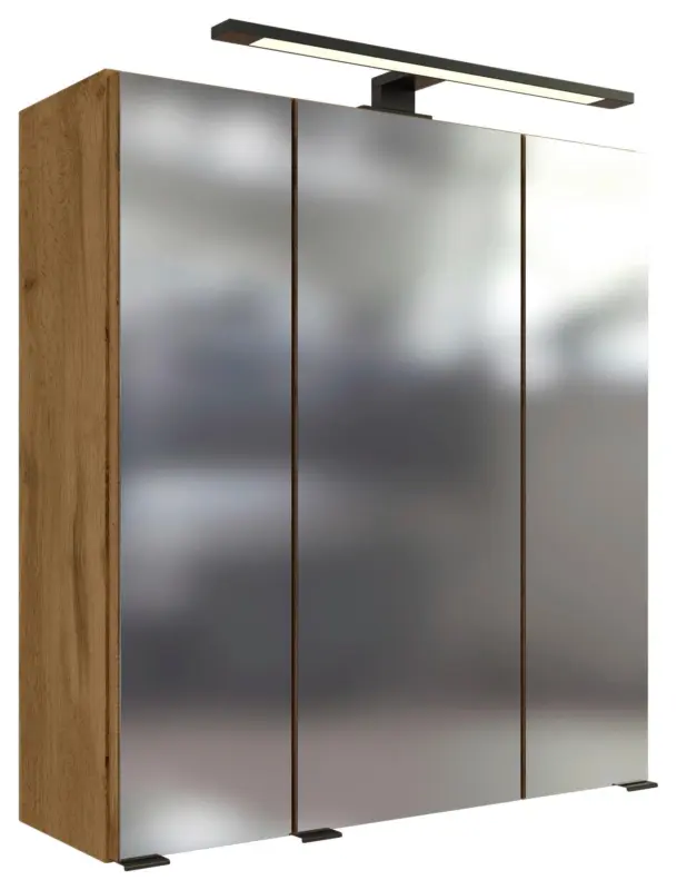 Spiegelschrank Manchester mit LED 3-t&uuml;rig ca. 60x64 cm Eiche