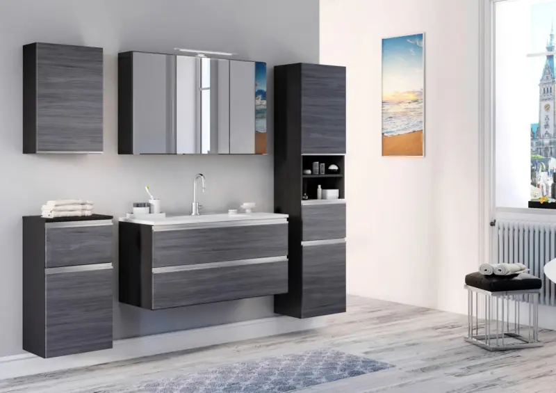 Badezimmer Arezzo Silber/Eichefarbe