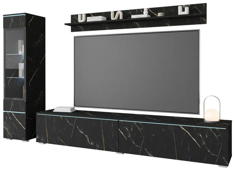 Wohnwand Vera ca. 210x130 cm Schwarz