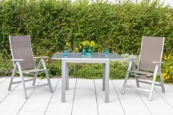 Gartenklappsessel 2er-Set Taupe verstellbar