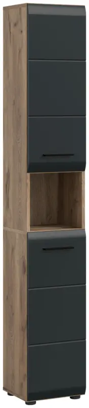 Hochschrank Ice Schwarz/Eiche dunkel