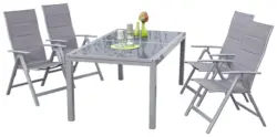 Gartengarnitur 5-tlg. Taviano Metall/Textil/Glas