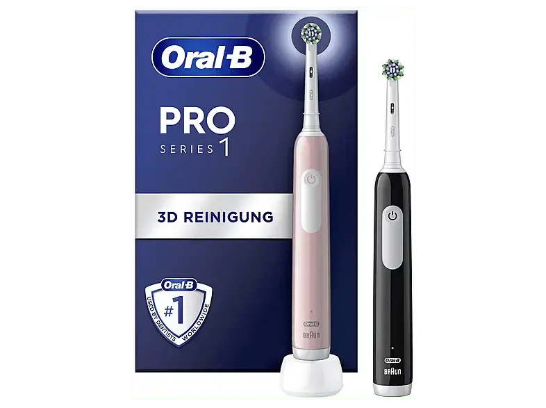 Oral-B Pro 1 Cross Action Duopack Elektrische Zahnb&uuml;rste Black & Pink