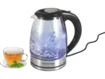 MediaMarkt Gourmetmaxx 1574 Glas Wasserkocher, mit LED-Beleuchtung (Transparent/Schwarz, 1.8 l, 1800 Watt) - bis 09.11.2026