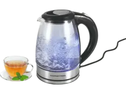 Gourmetmaxx 1574 Glas Wasserkocher, mit LED-Beleuchtung (Transparent/Schwarz, 1.8 l, 1800 Watt)