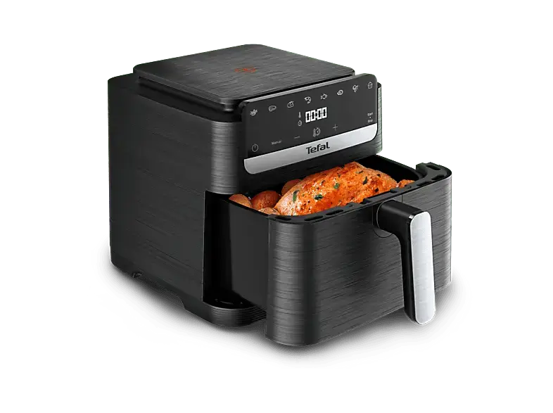 Tefal EY8618 Easy Fry Mega Compact Hei&szlig;luftfritteuse 7,5 l, Schwarz