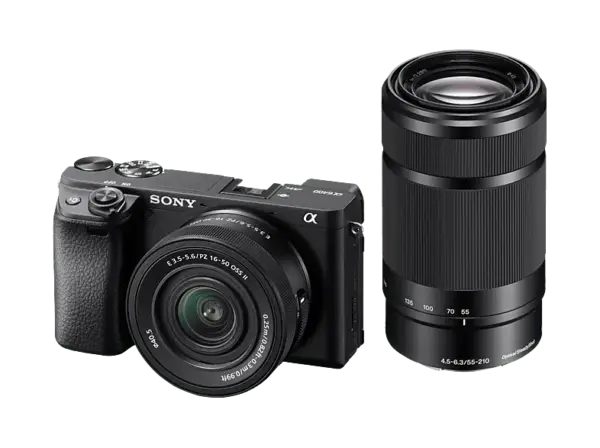 Sony Alpha 6400 Kit Systemkamera mit Objektiv 16-50 mm & & 55-210 mm, 7.6 cm Display Touchscreen, WLAN, Schwarz