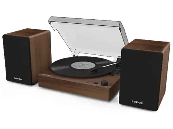 Lenco LS-200 Plattenspieler mit Bluetooth Empfang und &Uuml;bertragung mit Holz Lautsprecher