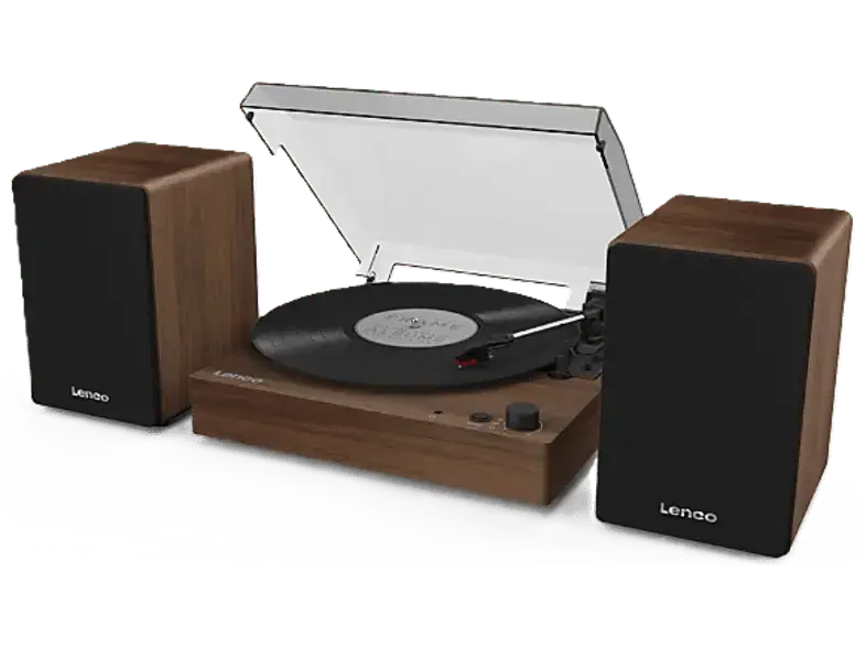 Lenco LS-200 Plattenspieler mit Bluetooth Empfang und &Uuml;bertragung mit Holz Lautsprecher