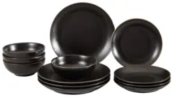 Tafelservice Black in Schwarz, 12-teilig