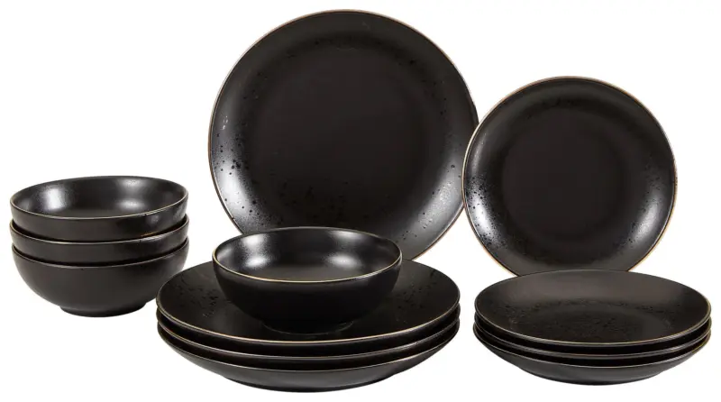 Tafelservice Black in Schwarz, 12-teilig