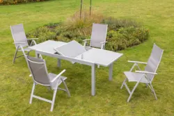 Gartentisch ausziehbar Metall/ Glas L: 120-180 cm