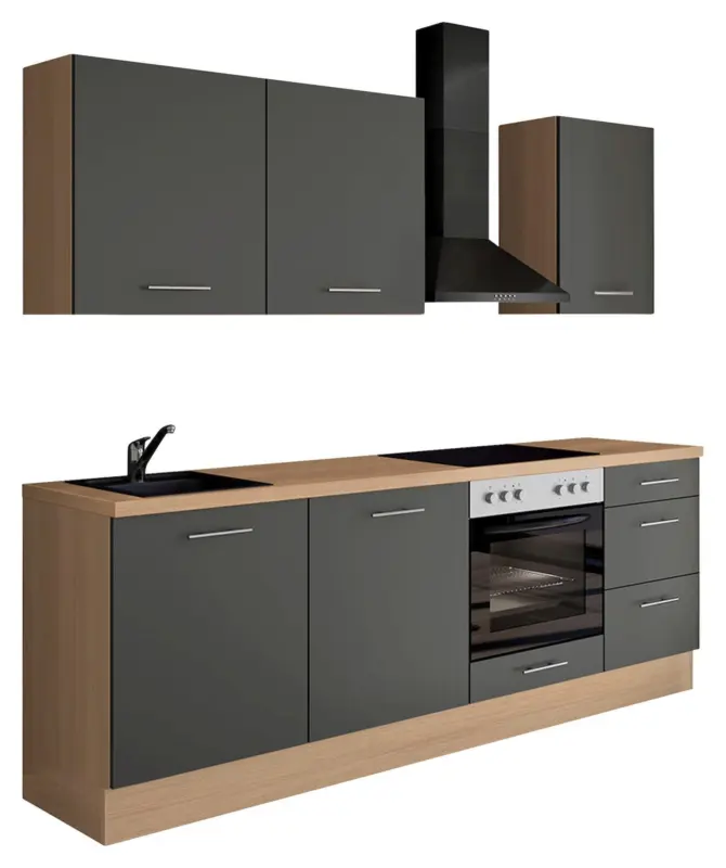 K&uuml;chenblock IBZ ohne Ger&auml;te ca. 230 cm Dunkelgrau