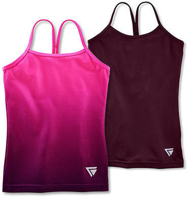 2 Sporttops, mit Farbverlauf und uni