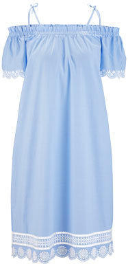 Offshoulder-Kleid mit Lochstickerei