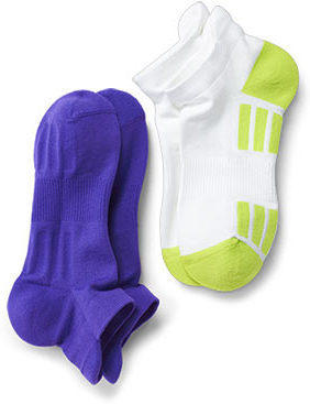 2 Paar Funktions-Laufsocken, weiß-lime und lila