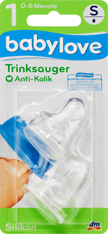 babylove Trinksauger S aus Silikon, Größe 1, 0-6 Monate