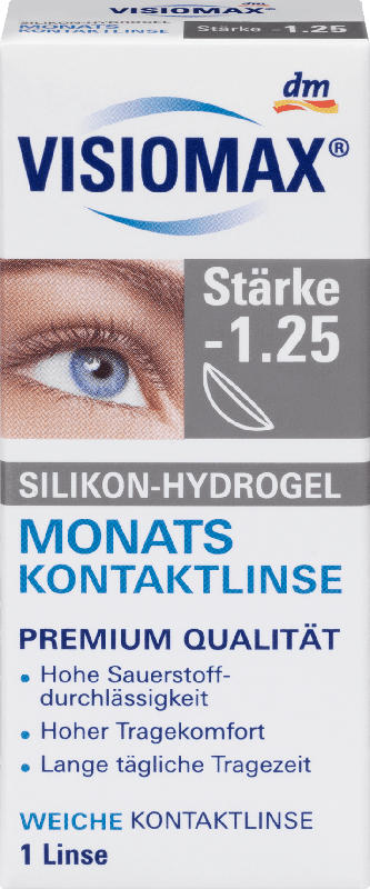 VISIOMAX Silikon-Hydrogel Monatskontaktlinse - 1,25
