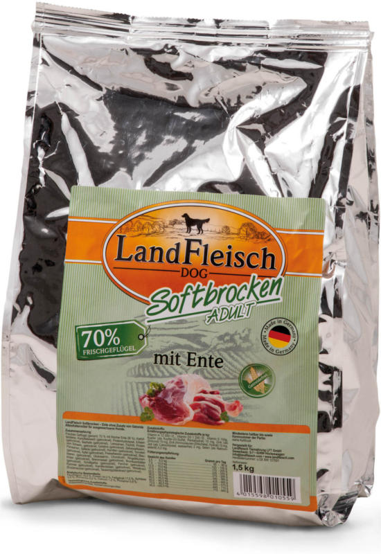 LandFleisch Dog Softbrocken ADULT Ente 1,5 kg Beutel