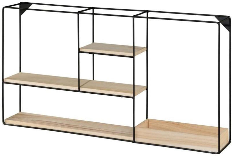Universelles kleines Wandregal schwarz/naturfarben HBT ca. 38x71x11 cm