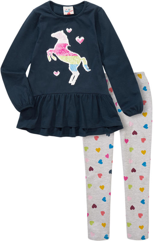 Mädchen Langarmshirt und Leggings mit Print