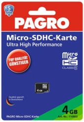 PAGRO Micro-SDHC Speicherkarte 4 GB