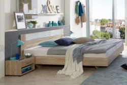 Doppelbett Nako 04, Farbe: Eiche / Weiß - Liegefläche: 160 x 200 cm (B x L)