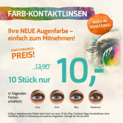 Farb-Kontaktlinsen zum Einführungspreis: 10 Stück nur 10,-