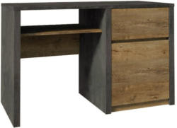 Schreibtisch Selun 11, Farbe: Eiche Dunkelbraun / Grau - 75 x 120 x 53 cm (H x B x T)