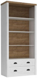 Bücherregal Segnas 13, Farbe: Kiefer Weiß / Eiche Braun - 198 x 90 x 43 cm (H x B x T)