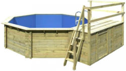 Holzpool Set Autumn M Ø 400 X H 124 cm mit Sonnendeck Naturfarben