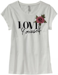 Damen-T-Shirt mit aufgesetzter Blume