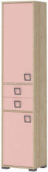 Kinderzimmer - Schrank Benjamin 25, Farbe: Buche / Rosa - 198 x 44 x 37 cm (H x B x T)