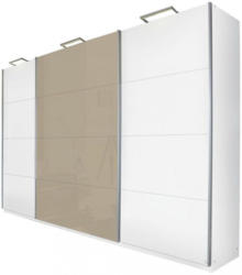 Schwebetürenschrank In Sandfarben, Weiß
