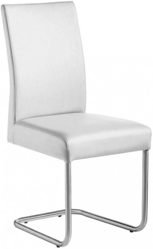 Schwingstuhl In Metall, Textil Edelstahlfarben, Weiß