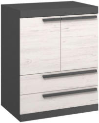 Kommode Sidi 02, Farbe: Grau / Kiefer Weiß - 101 x 80 x 41 cm (H x B x T)