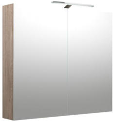 Badezimmer - Spiegelschrank Purina 10, Farbe: Eiche Grau - 70 x 80 x 14 cm (H x B x T)