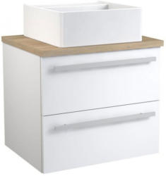 Waschtischunterschrank Bidar 66, Farbe: Weiß glänzend / Eiche - 53 x 60 x 46 cm (H x B x T)