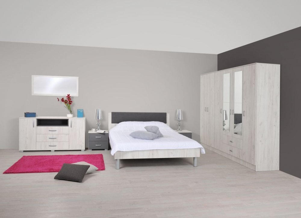 Schlafzimmer Komplett Set A Sidonia 8 Teilig Farbe Eiche Weiss Anthrazit Nur 899 00 Statt 1 649 00 Steiner Shopping Angebot Wogibtswas At